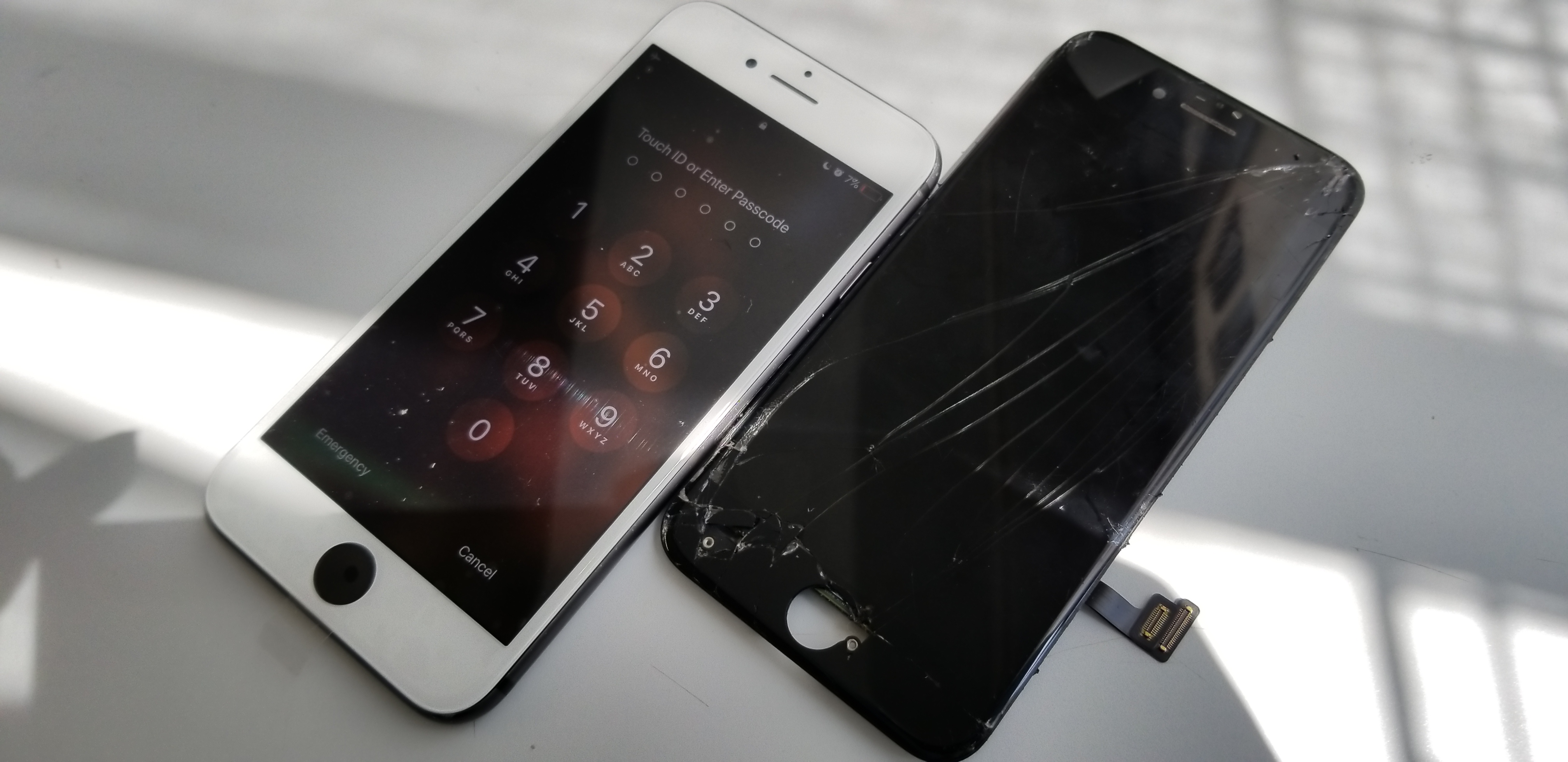 Iphone 8 液晶割れ 砂だらけ 液晶 ガラス 画面 割れ 表示 破損 故障 修理事例 スマホ修理王